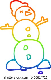 Regenbogen-Farbverlauf-Zeichnung eines Cartoons traditionellen Schneemann