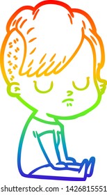 dibujo de una mujer de dibujos animados con gradiente de arco iris