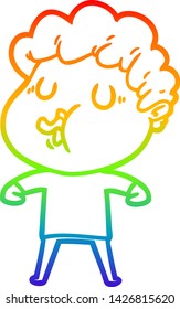 rainbow gradient line drawing of a cartoon man singing