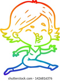 rainbow gradient line drawing of a cartoon girl pulling face