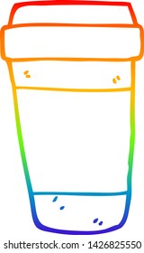 dibujo de línea de gradiente de arco iris de una taza de café de dibujos animados