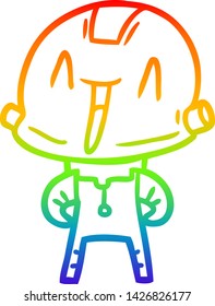 rainbow gradient line drawing of a cartoon robot