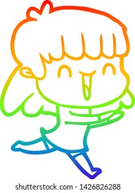 rainbow gradient line drawing of a cartoon woman