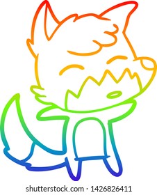 rainbow gradient line drawing of a cartoon fox