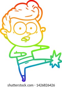 dibujo de una línea de gradiente de arco iris de un hombre que mira dibujos animados