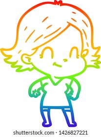 dibujo de una chica amigable con el gradiente del arco iris