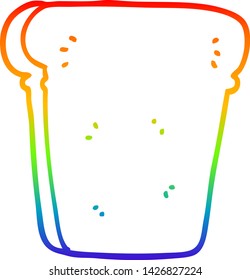rainbow gradient line drawing of a cartoon slice of bread