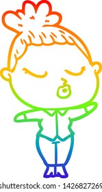 dibujo de una mujer tranquila con gradiente de arco iris