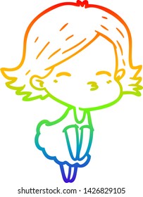 dibujo de una mujer de dibujos animados con gradiente de arco iris