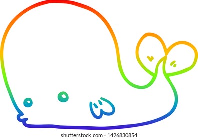 rainbow gradient line drawing of a cartoon whale