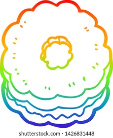 rainbow gradient line drawing of a cartoon biscuit