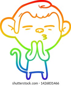 Regenbogen-Farbverlauf-Zeichnung eines Cartoons verdächtigen Affen