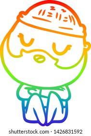 rainbow gradient line drawing of a cartoon man with beard
