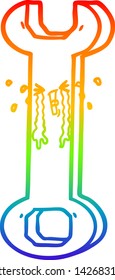 rainbow gradient line drawing of a cartoon spanner