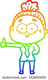 dibujo de una anciana feliz con un degradado de arco iris