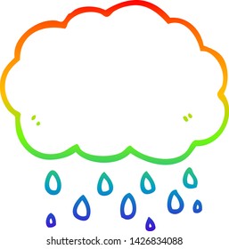 rainbow gradient line drawing of a cartoon cloud raining