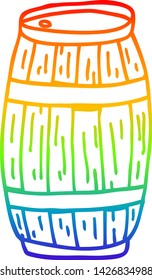 rainbow gradient line drawing of a cartoon beer barrel