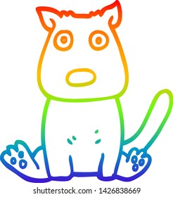 rainbow gradient line drawing of a cartoon calm dog