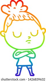 dibujo de una mujer tranquila con gradiente de arco iris