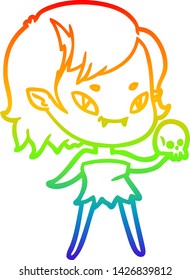 dibujo de una chica vampiro amigable con el cráneo