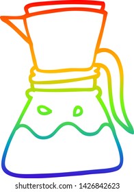 rainbow gradient line drawing of a cartoon filter coffee maker