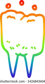 rainbow gradient line drawing of a cartoon tooth