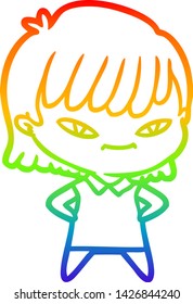 Regenbogengradientenzeichnung einer Cartoon-Frau