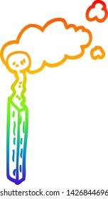 rainbow gradient line drawing of a cartoon match