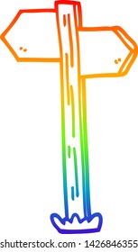 rainbow gradient line drawing of a cartoon sign posts