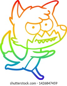 dibujo de línea de gradiente de arcoiris de un zorro de barrido de dibujos animados