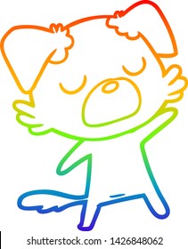 dibujo de línea de gradiente de arco iris de un perro caricaturista