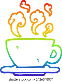 dibujo de la línea de gradiente del arco iris de una taza de café caliente