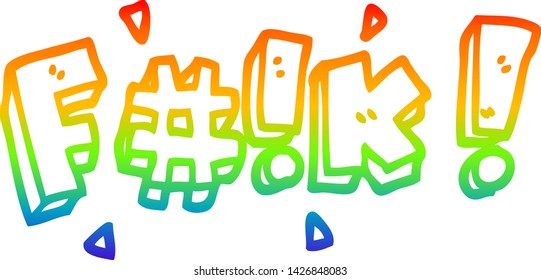 rainbow gradient line drawing of a cartoon word