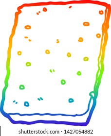 rainbow gradient line drawing of a cartoon biscuit