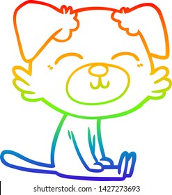 dibujo de línea de gradiente de arco iris de un perro caricaturista