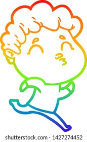 dibujo de una línea de gradiente de arcoiris de un hombre de dibujos animados