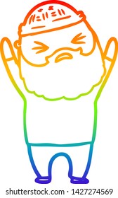 rainbow gradient line drawing of a cartoon man with beard