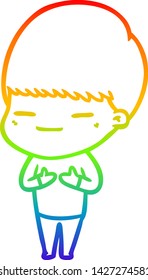 dibujo de una línea de gradiente de arcoiris de un muchacho de contrabando de dibujos animados