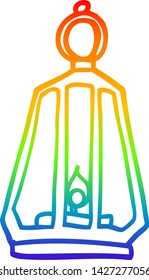 dibujo de línea de gradiente de arco iris de una linterna de dibujos animados