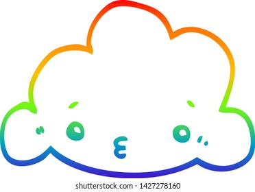 rainbow gradient line drawing of a cartoon cloud