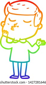 dibujo de línea de gradiente de arcoiris de un tipo de dibujo animado puliendo