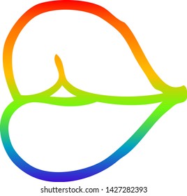 dibujo de línea de gradiente de arco iris de labios rojos de dibujos animados
