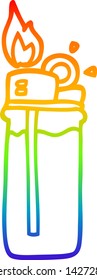 rainbow gradient line drawing of a cartoon disposable lighter