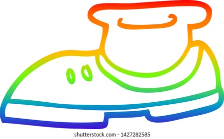 dibujo de la línea de gradiente del arco iris de una zapata de dibujos animados y un calcetín