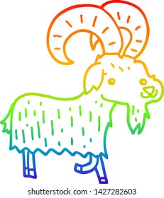dibujo de la línea de gradiente del arco iris de una cabra de dibujos animados