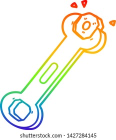 Regenbogen-Farbverlauf-Zeichnung eines Cartoon-Spanner-Drehmutter
