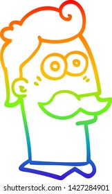 dibujo de una línea de gradiente de arco iris de un hombre de dibujos animados con bigote