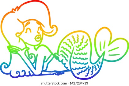Regenbogen-Farbverlauf-Zeichnung einer Meerjungfrau