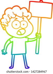 Regenbogen-Farbverlauf-Zeichnung eines Cartoons Mann Gasping in Überraschung