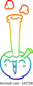 rainbow gradient line drawing of a cartoon bong